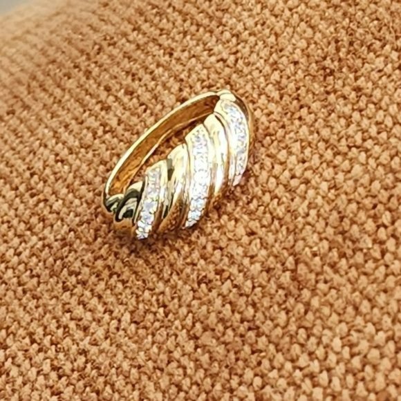 Size 10 Womens Gold Plated‎ Zircon Dome  Twisted Ring - Picture 14 of 15